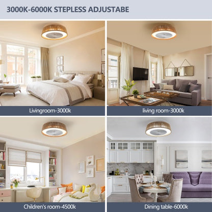 Bohemian Style LED Dimmable Ceiling Light with Built-in Fan & Remote Control