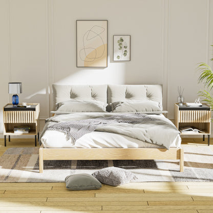 set of two modern nightstands bedroom view