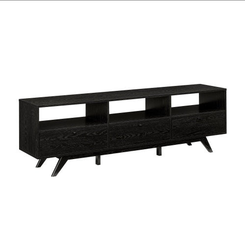 Modern Scandi 3-Door Low Profile TV Stand For TVs Up To 80 Inches Black