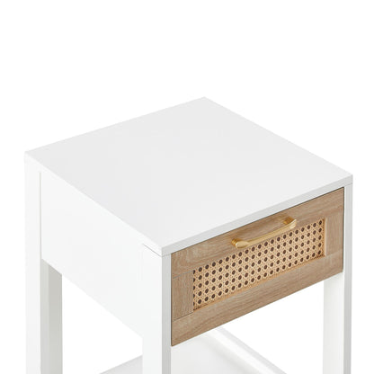 15.75 Inches Rattan Side Table with Drawers – Stylish & Functional for Your Space