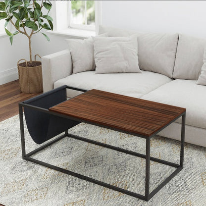 Viva Elite Riley Walnut Sofa Table with Metal Frame - The Future of Industrial Elegance