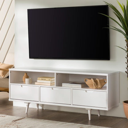 White 3-Drawer Mid-Century TV Console | Viva Étoile