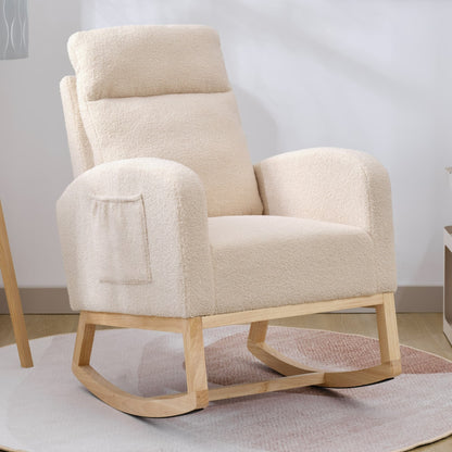 Viva Atelier Serenade Beige Velvet Rocking Chair with Organizer