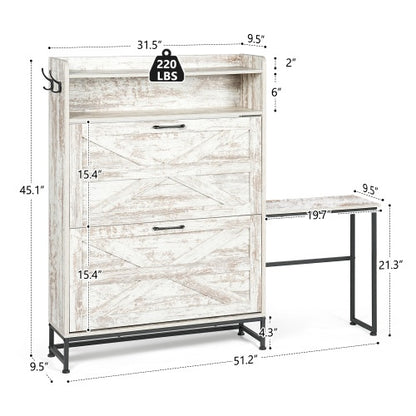 Large Capacity Shoe Cabinet – Elegant White Storage for Entryway & Balcony