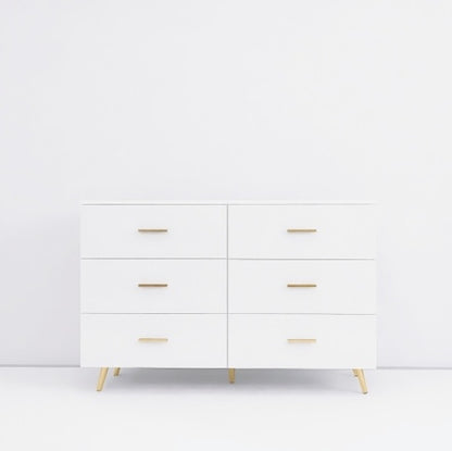 High-Gloss 6-Drawer Dresser with Gold Accents – Modern Luxury Storage Solution