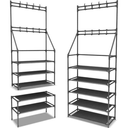 shoe and hat rack with entryway organization