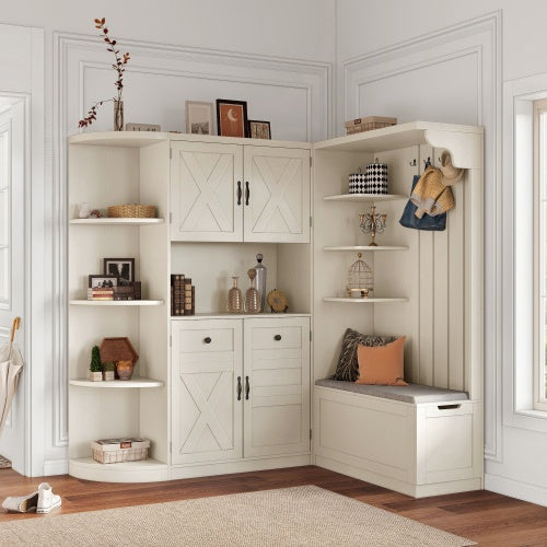 Viva Entry Essentials Collection: Modular 2-in-1 Hall Tree Cabinet