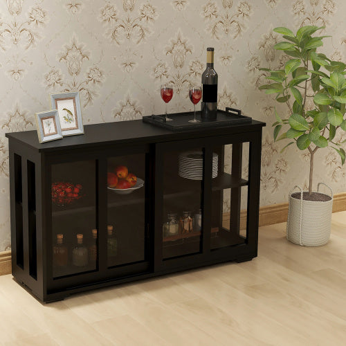 Viva Atelier Noir Modern Glass Door Storage Cabinet