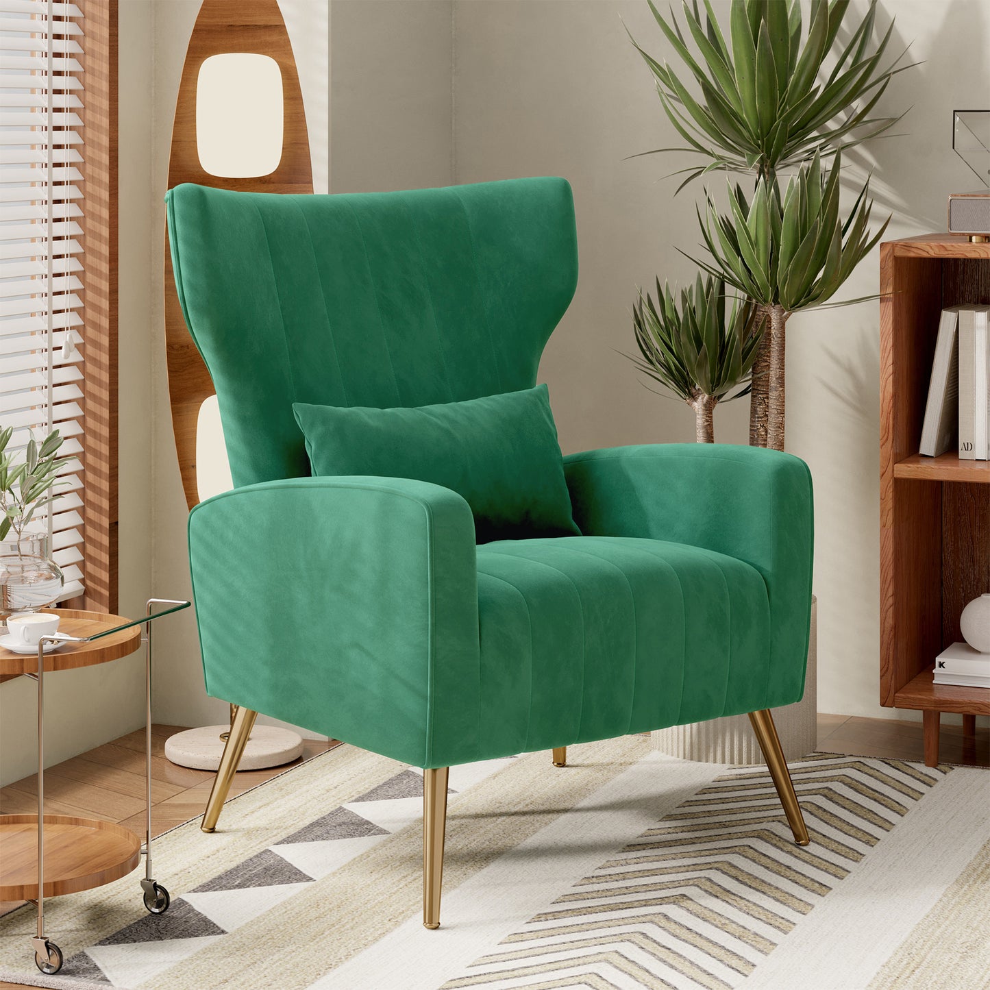 Viva Élan Collection: The Élan Aurore Velvet Wingback Accent Chair