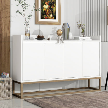 Modern White 4-Door Sideboard with Gold Legs | Viva