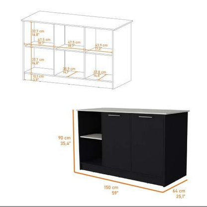 Viva Noir Onyx Double-Door Kitchen Island Cabinet