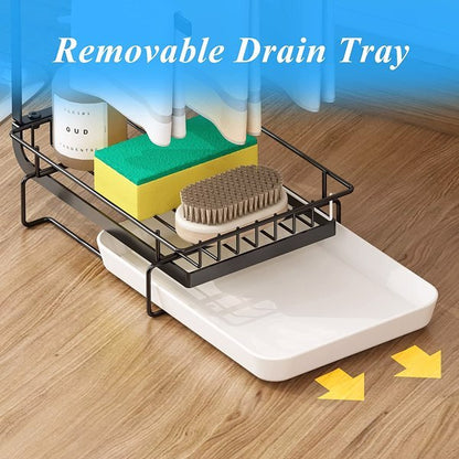 Black Sink Sponge & Soap Caddy with Drain Tray | Viva AquaSink