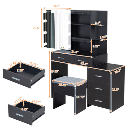 Viva Elite Noir Black Dressing Table Set - The Future of Dramatic Elegance