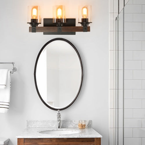 Vintage 3-Lamp Farmhouse Bathroom Wall Sconce – Rustic Charm for Your Home