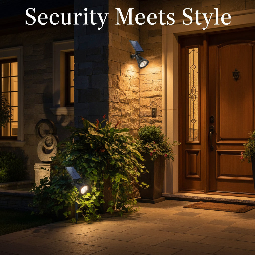 Viva Elite Solar Spotlights 2-Pack - Waterproof Landscape &amp; Security Lighting