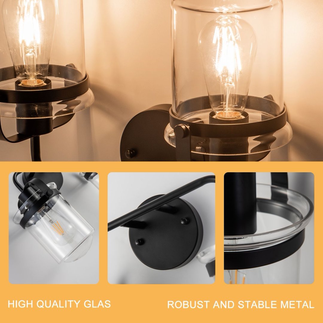 Viva Lúmina™ 2-Light Clear Glass Shade Modern Sconce – Illuminate with Sophisticated Simplicity