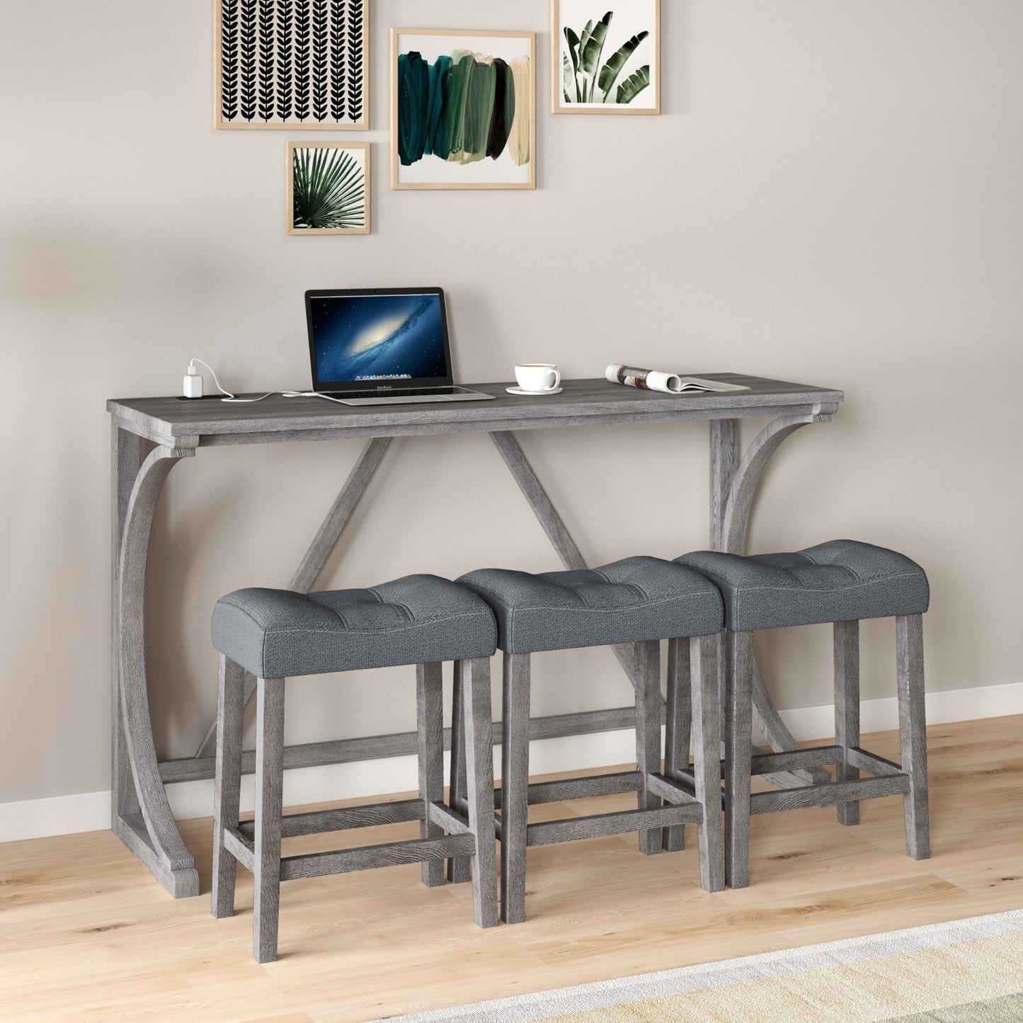 Viva Smart Living Collection: Power‑Ready Industrial Bar Table Set