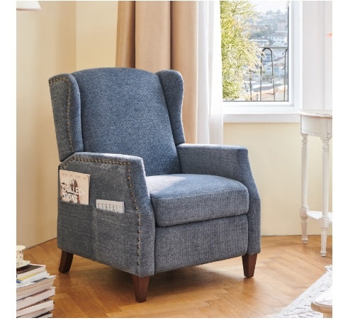 Blue Canvas Push-Back Lounge Chair | Viva