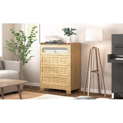 Viva Elite Wooden 4-Drawer Bedroom Vanity Console - The Future of Natural Luxury