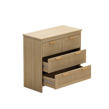 Viva Solaro 4-Drawer Rattan Cabinet – Natural Texture, Elevated Storage