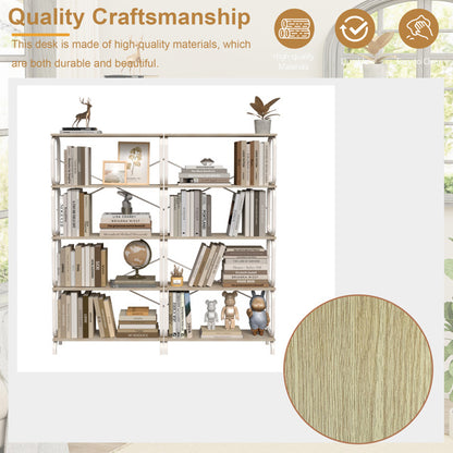 5-tier industrial bookshelf with open shelves