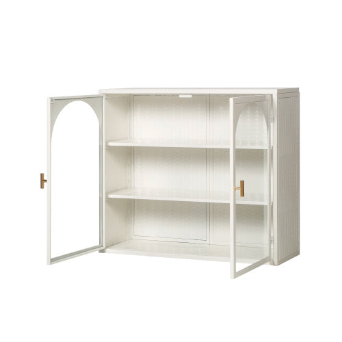 Viva Smart Storage Collection: Modern Two-Door Woven-Pattern Wall Cabinet