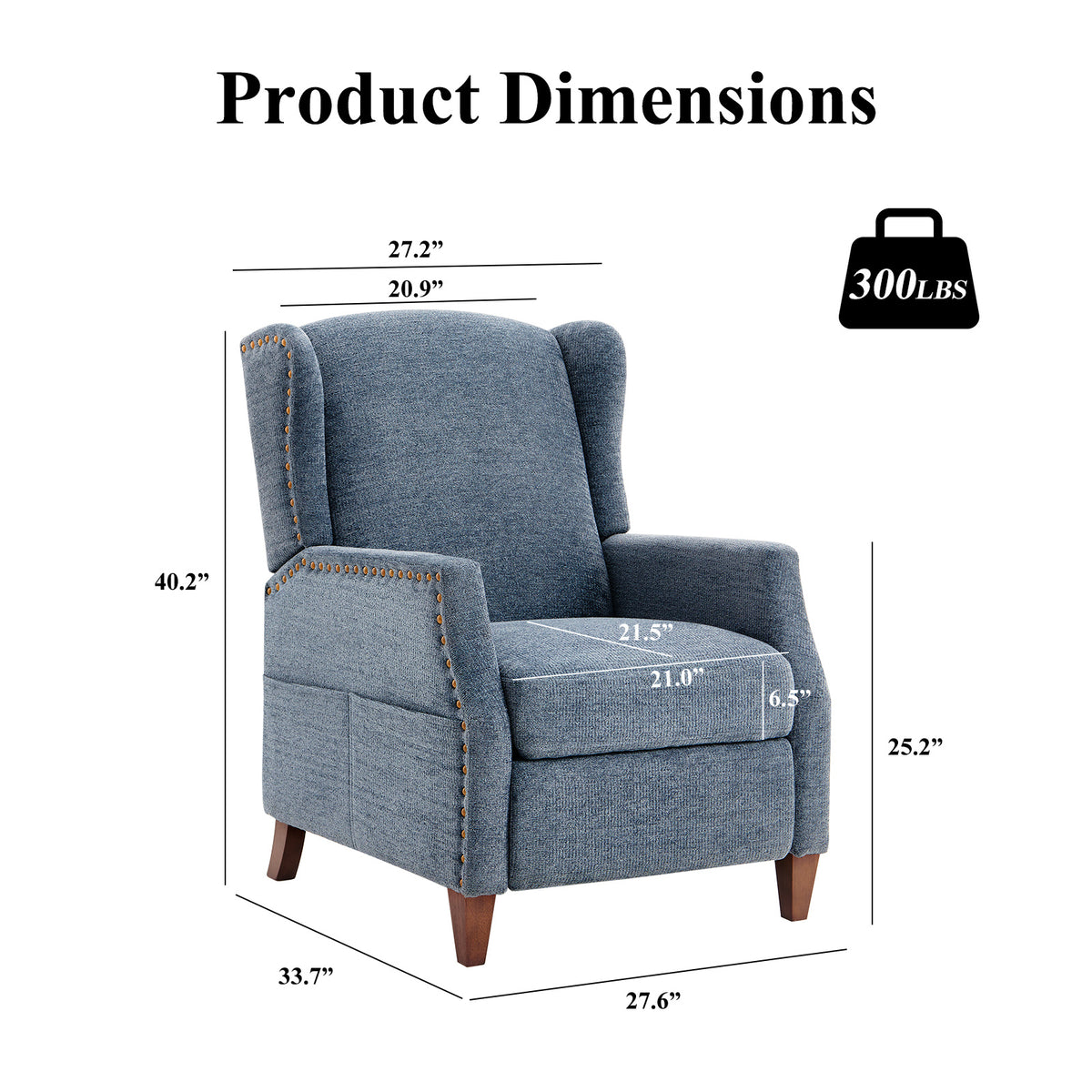Blue Canvas Push-Back Lounge Chair | Viva