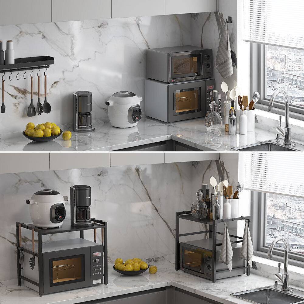 Viva Noir Extendable Single-Layer Kitchen Rack