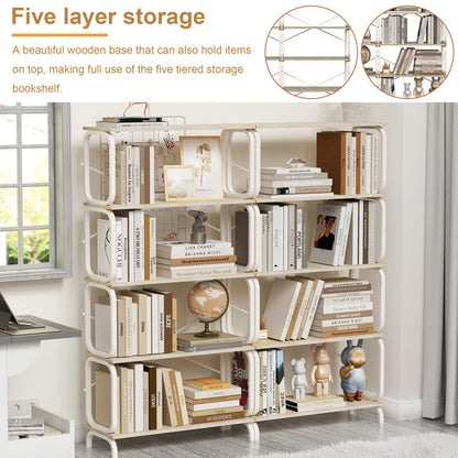 5-tier industrial bookshelf for living room storage