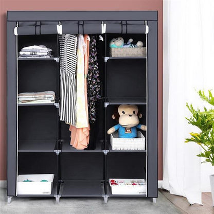 Non Woven Wardrobe 4 Layers 10 Grids 130 X 45 X 167cm - Gray