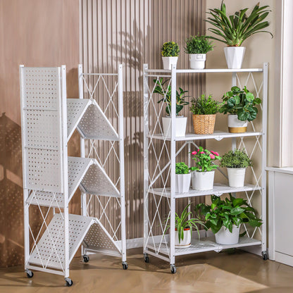 Viva Essentials Collection: 5-Layer White Foldable Metal Storage Rack