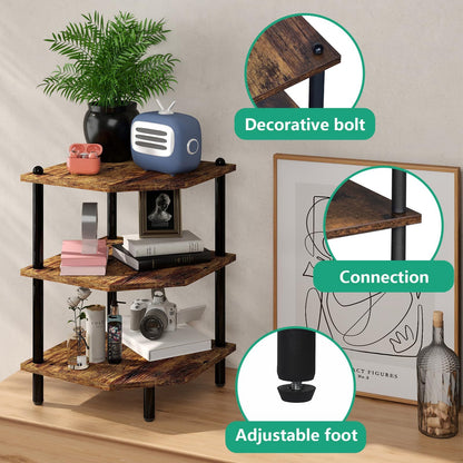Brown Rustic-Style Corner Shelf | Viva Aster