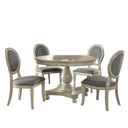 Timeless Elegance: Set of 2 Antique White & Gray Upholstered Dining Chairs