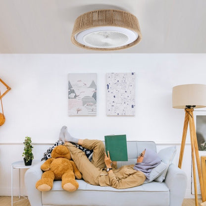 Bohemian Style LED Dimmable Ceiling Light with Built-in Fan & Remote Control