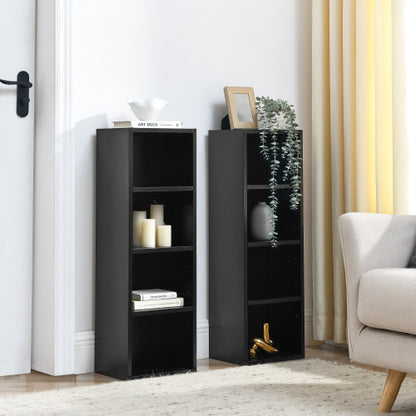 Black 8-Tier Media Tower with Adjustable Shelves | Viva