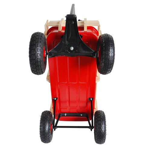 Heavy-Duty All-Terrain Wooden Wagon Cart – Perfect for Gardens, Yards & Outdoor Adventures