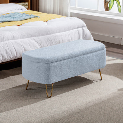 Elegant Blue Bedside Storage Footstool – Smart & Stylish Home Organization