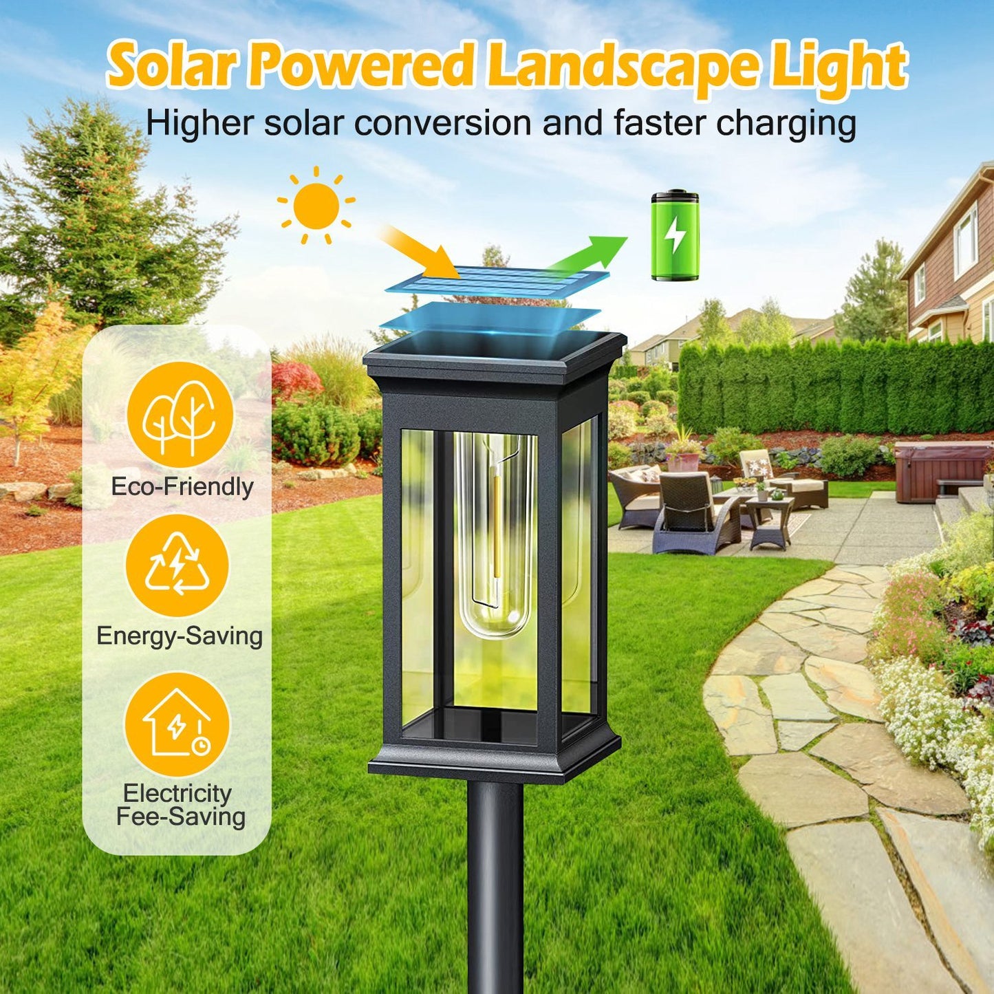 Viva Elite Solar Pathway Stake Lights - Decorative Landscape Set (6-Pack)