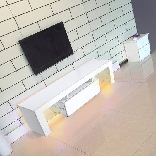 Modern TV Cabinet Unit | Entertainment Stand with LED Strip & Remote Control