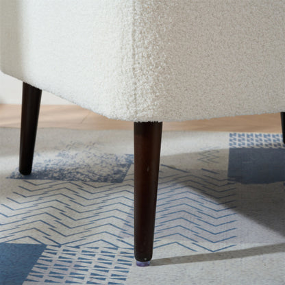 White Teddy Fabric Armchair with Rubberwood Legs | Viva