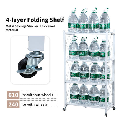 Viva Essentials Collection: 5-Layer White Foldable Metal Storage Rack