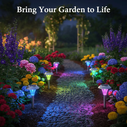 Solar garden light with water-resistant and dust-proof features on a grassy background