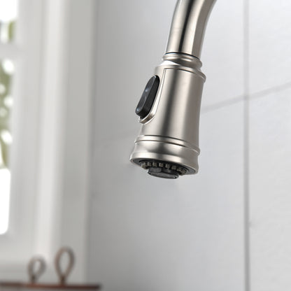 Single Handle High  Pull Out Kitchen Faucet, Single-stage Stainless Steel Kitchen Sink Faucet, With Pull Down Spray