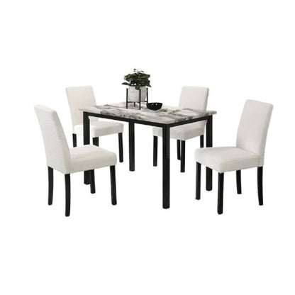 Viva Aria White Wool Fabric Dining Ensemble