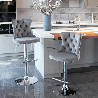 Viva Elite Adjustable Velvet Bar Stools Set – The Future of Elevated Dining