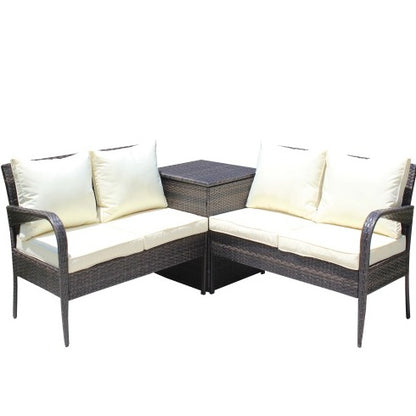Brown 3-Piece Patio Sectional with Storage | Viva Capri