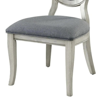 Timeless Elegance: Set of 2 Antique White & Gray Upholstered Dining Chairs