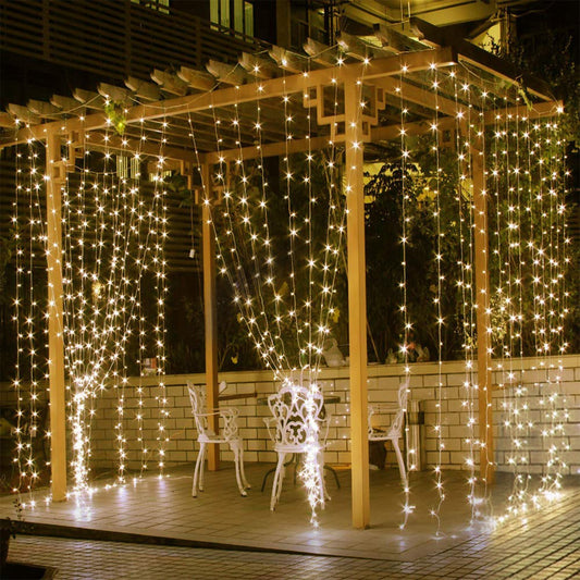Viva Elite LED Curtain String Lights - 300 LEDs 8-Mode Remote (10ft)