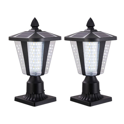Black Dimmable Solar Pillar Lights, 2-Pack | Viva