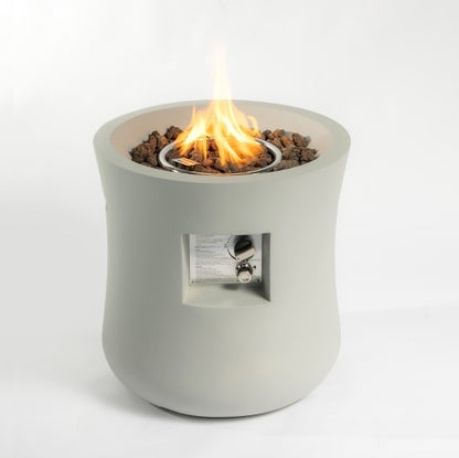 Outdoor Propane Fire Pit Table - Modern 20-Inch Round Graphite Base with Waterproof Cover & Free Lava Rocks